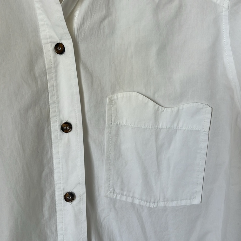 GANNI white asymmetrical organic cotton button down shirt - Picture 7 of 14